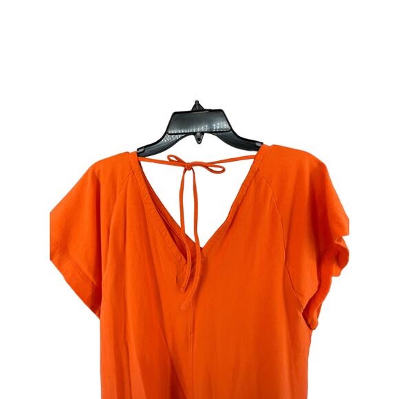 Free Assembly Orange Short Sleeve Tie Back Blouse Women's Size Medium - Picture 6 of 8